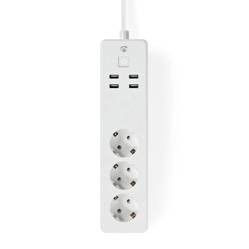 Nedis WIFIP311FWT Wi-fi Smart Stekkerdoos 3x Schuko Type F 4x Usb 16 A