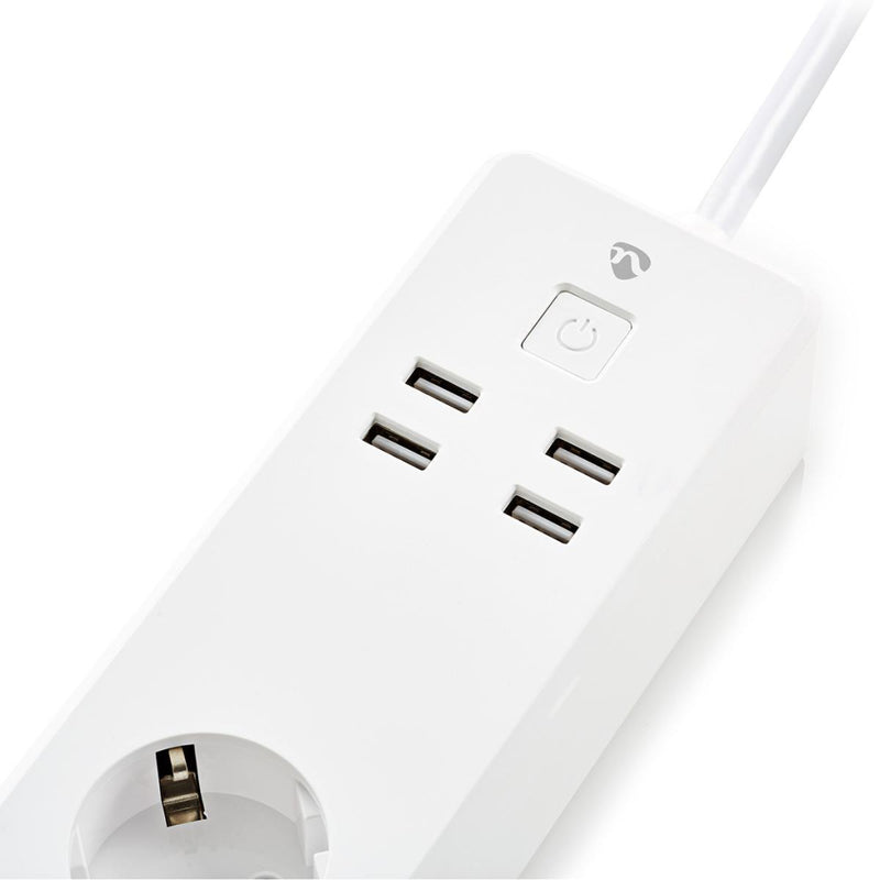 Nedis WIFIP311FWT Wi-fi Smart Stekkerdoos 3x Schuko Type F 4x Usb 16 A