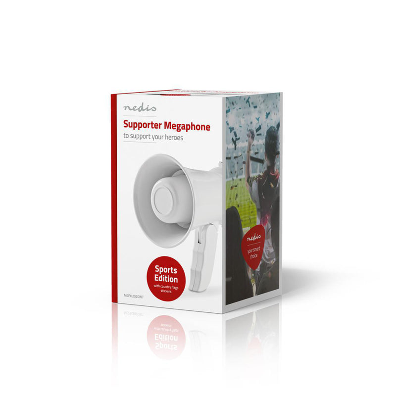 Nedis MEPH2020WT Supportersmegafoon 100 Db 100 M Bereik Landenstickers Wit