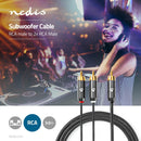 Nedis CATB24000GY30 Subwoofer-kabel Rca Male 2x Rca Male Verguld 3.00 M Rond 4.5 Mm Grijs / Gun Met