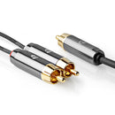 Nedis CATB24000GY30 Subwoofer-kabel Rca Male 2x Rca Male Verguld 3.00 M Rond 4.5 Mm Grijs / Gun Met