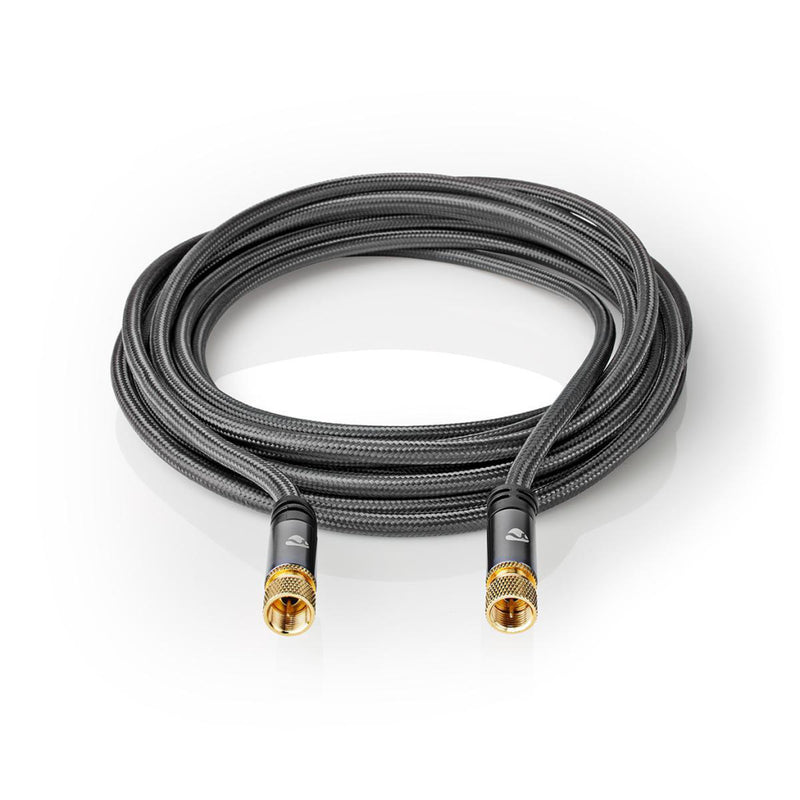 Nedis CSTB41000GY50 Satelliet- En Antennekabel F Male - F Male 5,0 M Gun Metal Grey