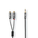 Nedis CATB22250GY02 Stereo-audiokabel 3,5 Mm Male 2x Rca Female Verguld 0.20 M Rond Grijs / Gunmeta