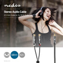Nedis CATB22250GY02 Stereo-audiokabel 3,5 Mm Male 2x Rca Female Verguld 0.20 M Rond Grijs / Gunmeta