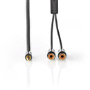 Nedis CATB22250GY02 Stereo-audiokabel 3,5 Mm Male 2x Rca Female Verguld 0.20 M Rond Grijs / Gunmeta