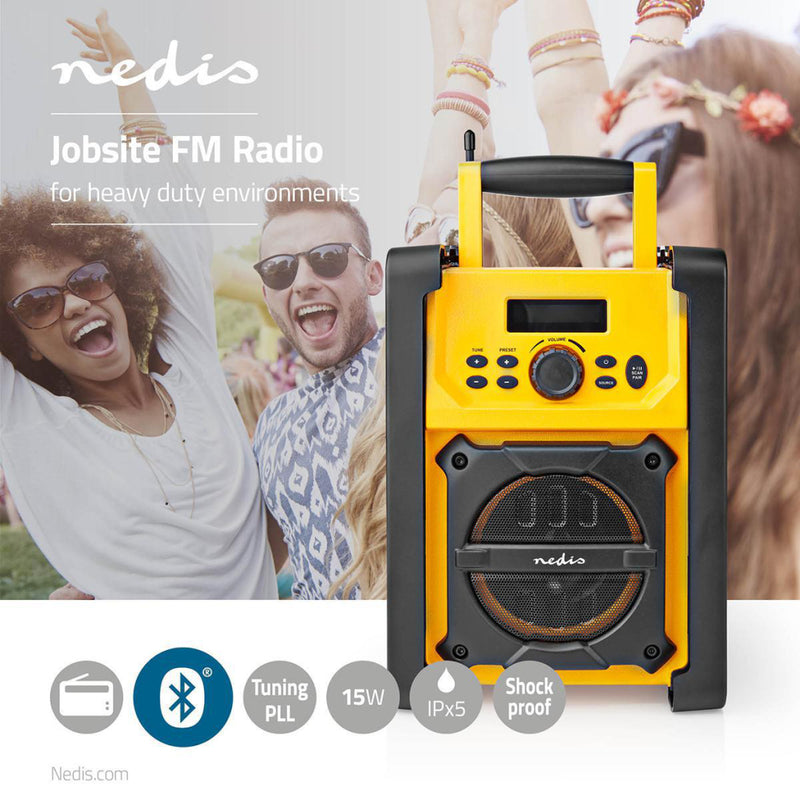Nedis RDFM3100YW Fm-bouwradio 15 W Bluetooth® Ipx5 Handvat Geel / Zwart