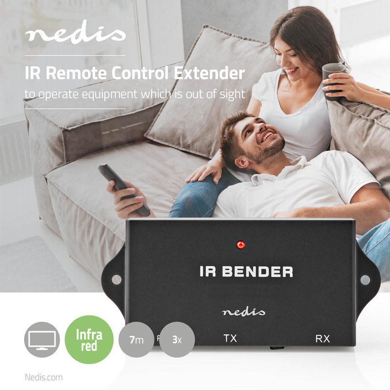 Nedis IREX050BK Ir-extender Voor Afstandsbedieningen 30 - 60 Khz Voor 3 Apparaten 7,0 M Bereik Zwar