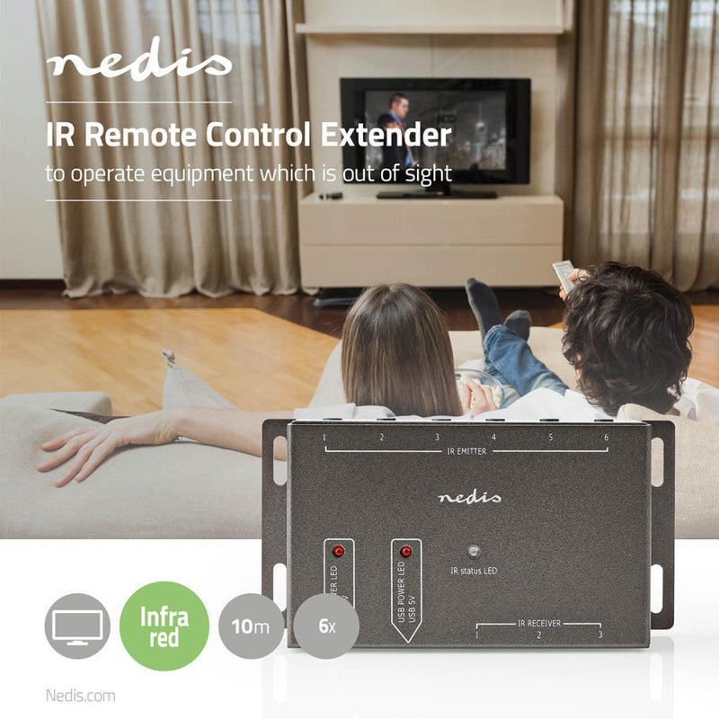 Nedis IREX150AT Ir-extender Voor Afstandsbedieningen 30 - 60 Khz Voor 6 Apparaten 10,0 M Bereik Ant