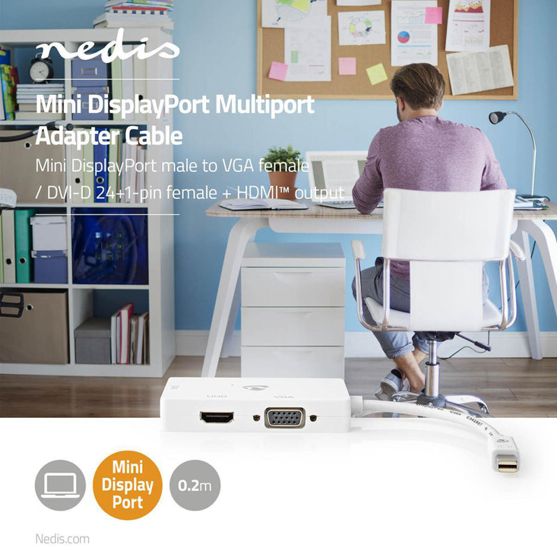 Nedis CCGB37466WT02 Mini-displayport Multipoort-adapterkabel Mini-displayport Male - Vga Female + D
