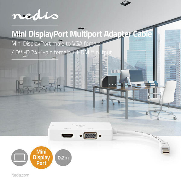Nedis CCGP37466WT02 Mini-displayport Multipoort-adapterkabel Mini-displayport Male - Vga Female + D