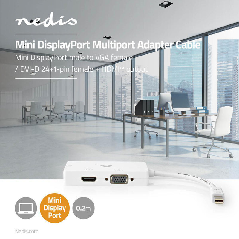 Nedis CCGP37466WT02 Mini-displayport Multipoort-adapterkabel Mini-displayport Male - Vga Female + D