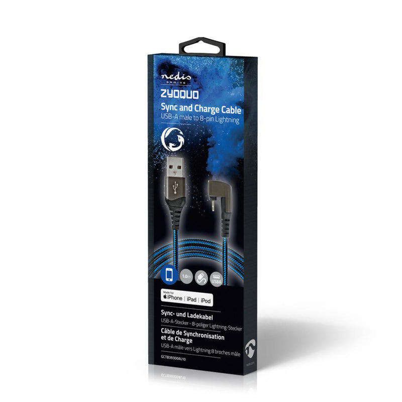 Nedis GCTB39300AL10 Data- En Oplaadkabel Usb-a Male Naar Apple Lightning 8-pins Male 180&deg;-aansl