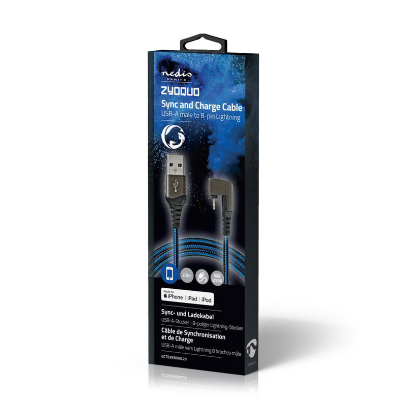 Nedis GCTB39300AL20 Data- En Oplaadkabel Usb-a Male Naar Apple Lightning 8-pins Male 180&deg;-aansl