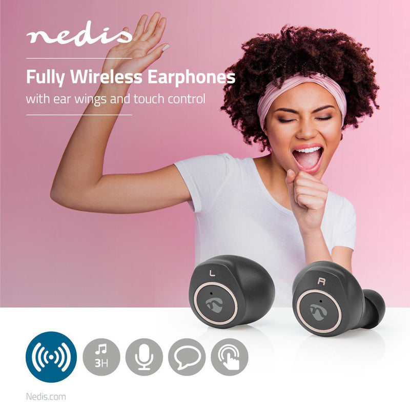 Nedis HPBT3050BK Volledig Draadloze Bluetooth&reg;-oordopjes 3 Uur Afspeeltijd Oorschelphaakjes Spr