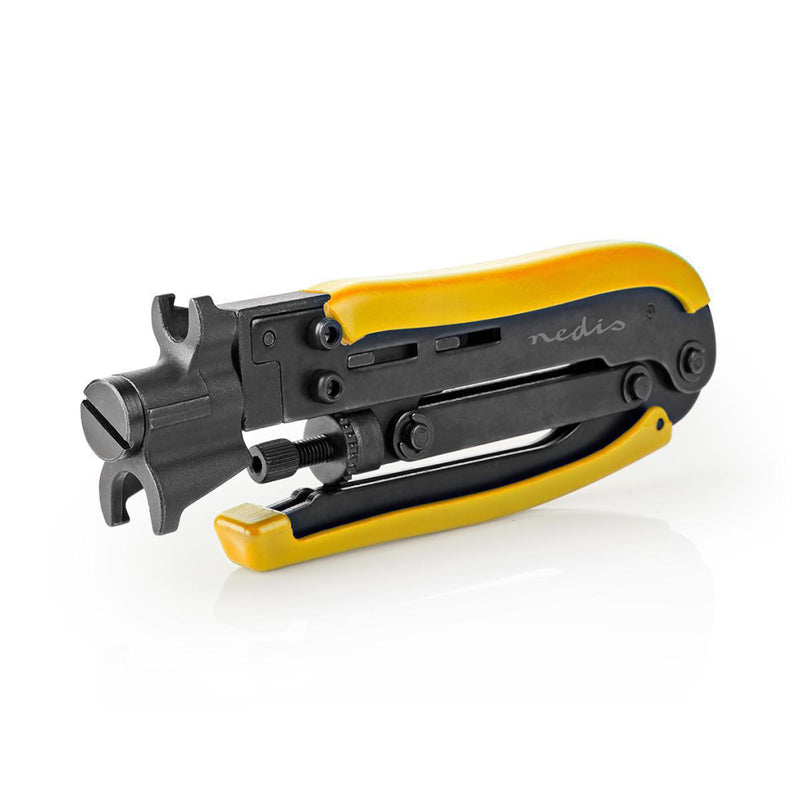 Nedis CSGG49530YE Compressietang F-connectoren Rg58, Rg59, Rg6, Rg7, Rg11 Gehard Staal