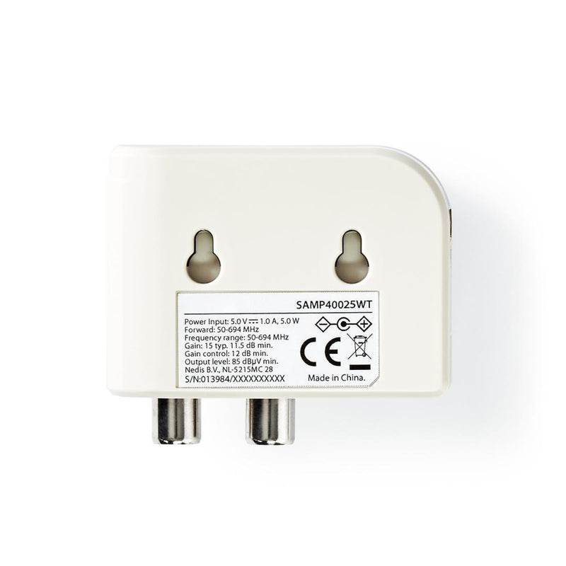 Nedis SAMP40025WT Catv-versterker Max. 15 Db Versterking 50 - 694 Mhz 2 Uitgangen Iec