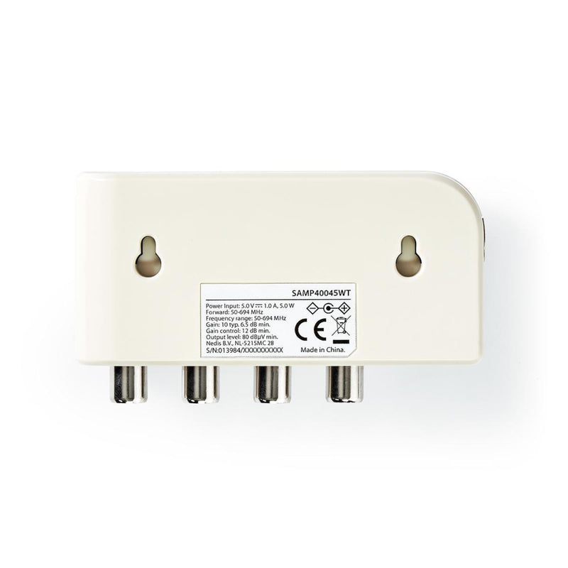 Nedis SAMP40045WT Catv-versterker Max. 10 Db Versterking 50 - 694 Mhz 4 Uitgangen Iec