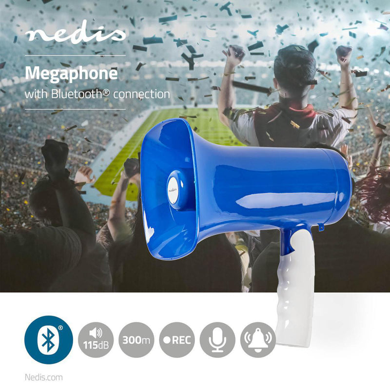 Nedis MEPH160BU Megafoon Maximaal Bereik: 300 M Volumebediening: Maximaal 115 Db Ingebouwde Microfo