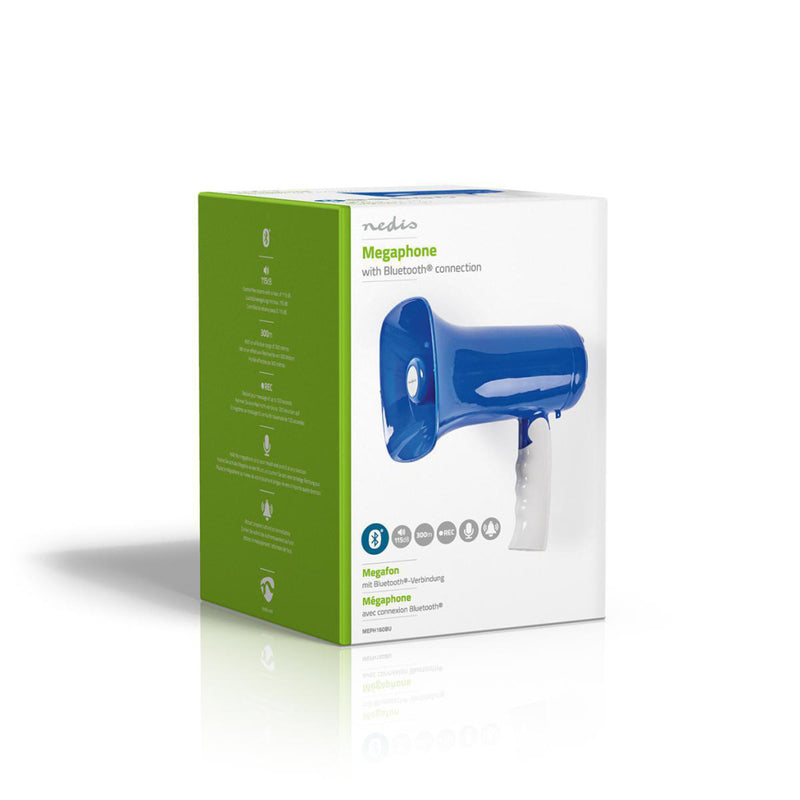 Nedis MEPH160BU Megafoon Maximaal Bereik: 300 M Volumebediening: Maximaal 115 Db Ingebouwde Microfo