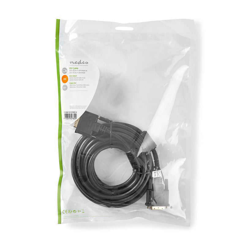 Nedis CCGP32001BK50 Dvi-kabel Dvi-d 24+1-pins Male Dvi-d 24+1-pins Male 5,0 M Zwart
