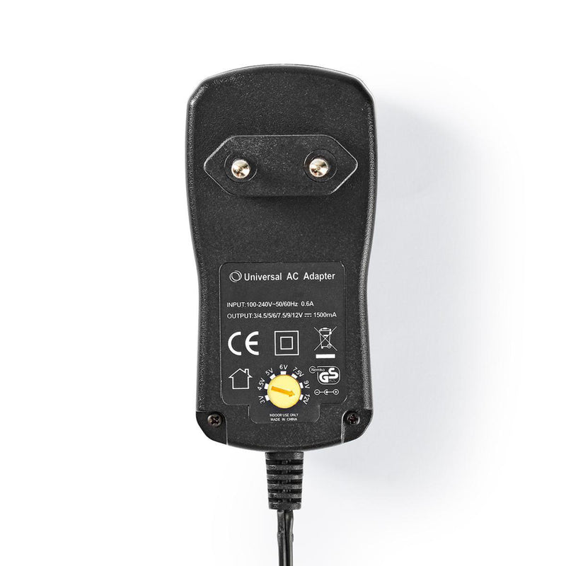 Nedis ACPA109 Universele Ac-voedingsadapter 3 V/4,5 V/5 V/6 V/7,5 V/9 V/12 V Dc 1,5 A