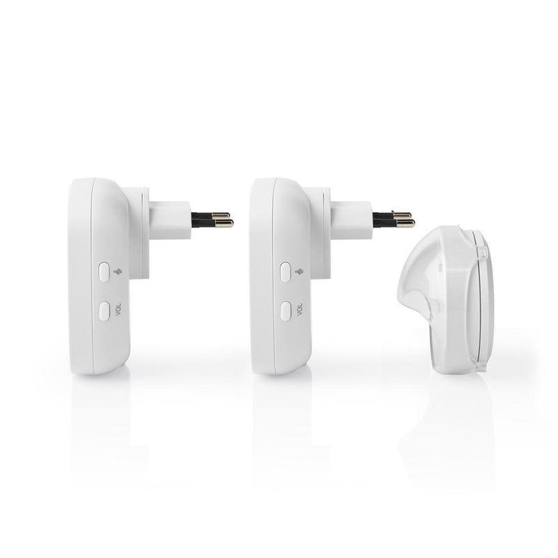 Nedis DOORB220CWT2 Draadloze Deurbelset Netvoeding 36 Melodie&euml;n Knipperende Felle Led 2x Ontva