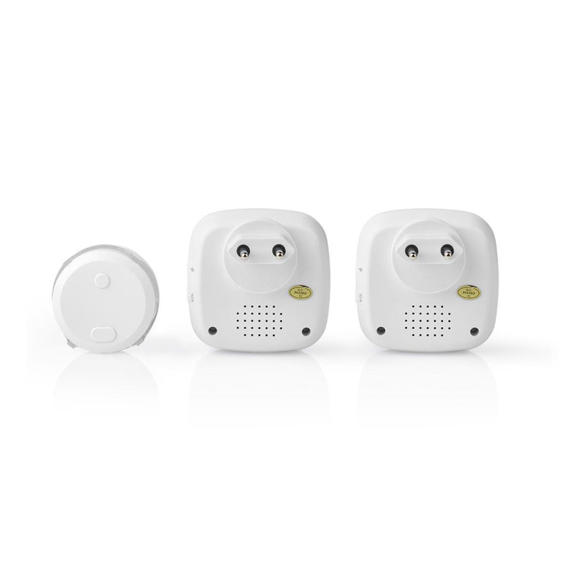 Nedis DOORB220CWT2 Draadloze Deurbelset Netvoeding 36 Melodie&euml;n Knipperende Felle Led 2x Ontva