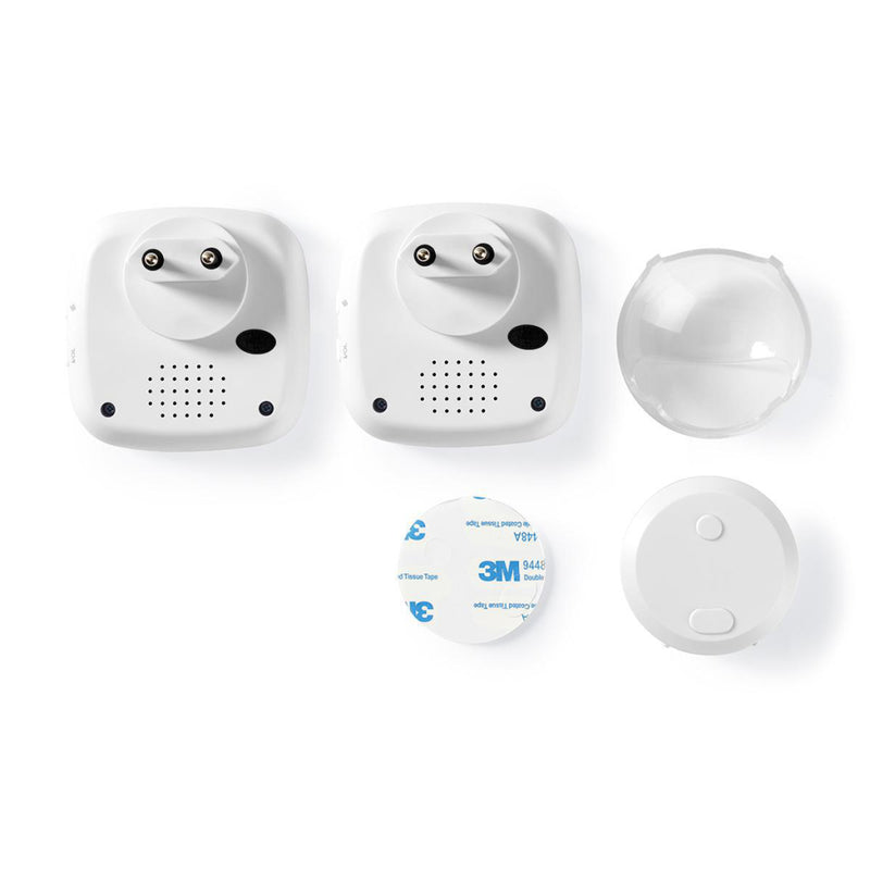 Nedis DOORB220CWT2 Draadloze Deurbelset Netvoeding 36 Melodie&euml;n Knipperende Felle Led 2x Ontva