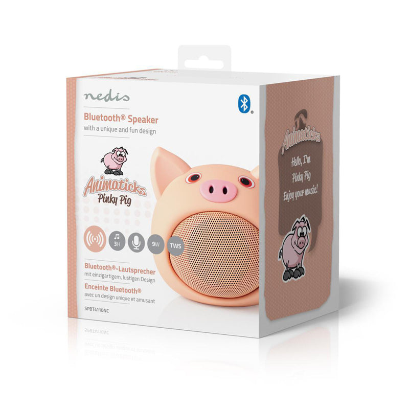 Nedis SPBT4110NC Animaticks Bluetooth Speaker 3 Uur Speeltijd Handsfree Bellen Pinky Pig
