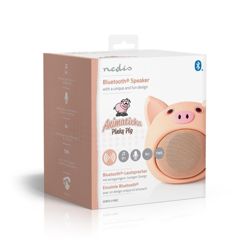 Nedis SPBT4110NC Animaticks Bluetooth Speaker 3 Uur Speeltijd Handsfree Bellen Pinky Pig