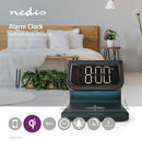 Nedis WCACQ10W1BK Wekker Draadloze Lader Qi-gecertificeerd Meerkleurige Nachtlamp Zwart