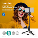 Nedis SEST250BK Uitschuifbare Selfiestick Met Afneembare Draadloze Afstandsbediening Statief Draagb
