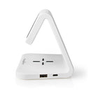 Nedis WCACQ10W1WT Wekker Draadloze Lader Qi-gecertificeerd Meerkleurige Nachtlamp Wit