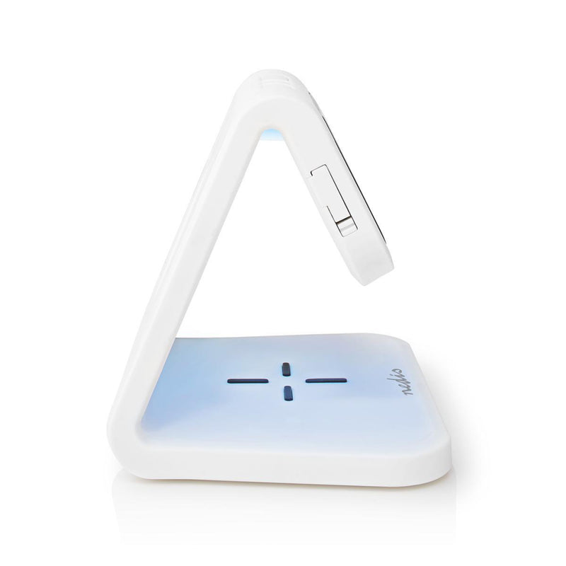 Nedis WCACQ10W1WT Wekker Draadloze Lader Qi-gecertificeerd Meerkleurige Nachtlamp Wit