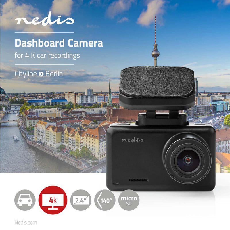 Nedis DCAM44BK Dashboardcamera 4 K 1 Ch 2,45 Inch Kijkhoek Van 140&deg;