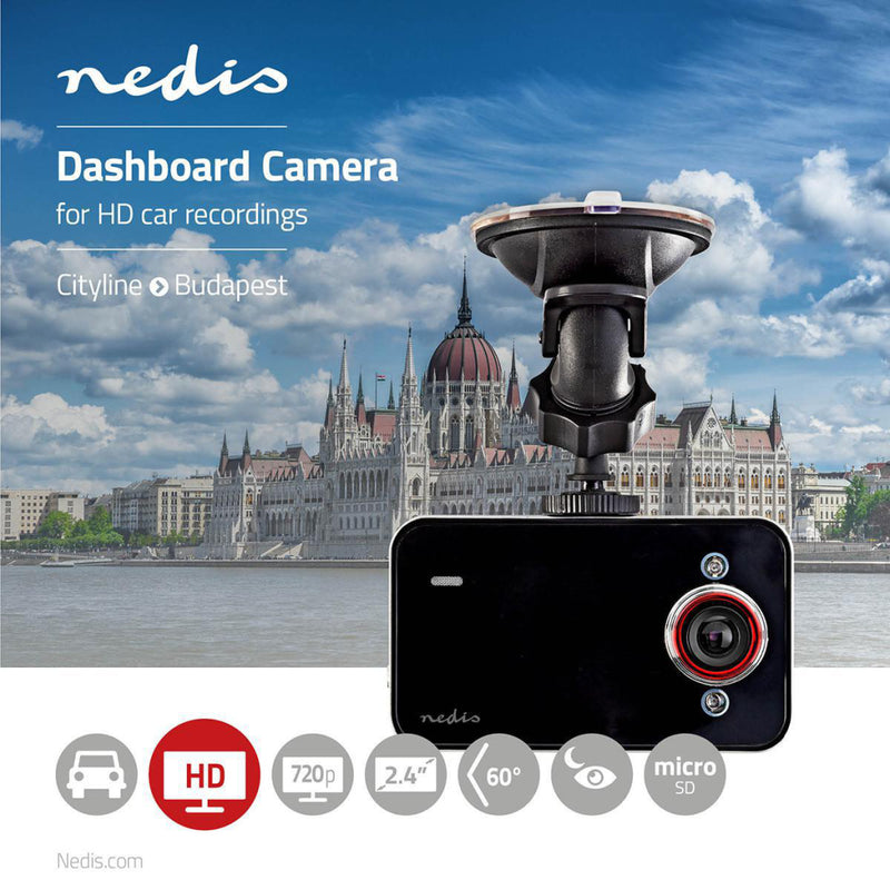 Nedis DCAM06BK Dashcam Hd 720p 1 Ch 2,4 Inch Kijkhoek Van 60&deg;