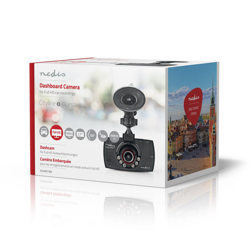 Nedis DCAM11BK Dashcam Full Hd 1080 P 1 Ch 2,7 Inch Kijkhoek Van 120&deg;