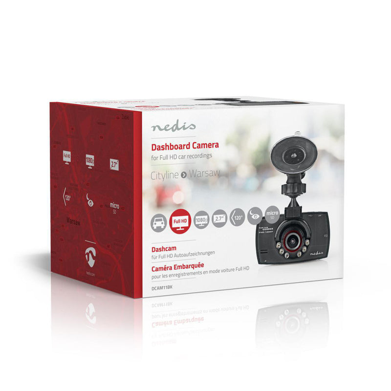 Nedis DCAM11BK Dashcam Full Hd 1080 P 1 Ch 2,7 Inch Kijkhoek Van 120&deg;
