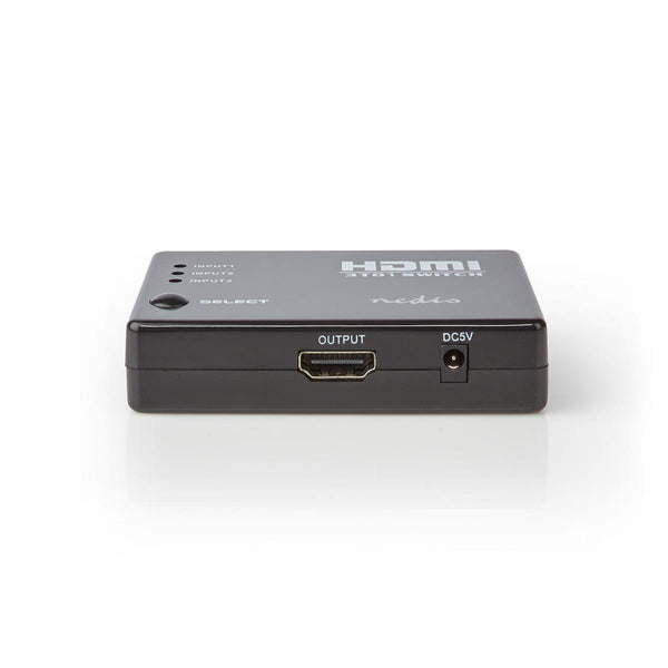 Nedis VSWI3453BK Hdmi-schakelaar 3 Poorten 3x Hdmi-ingang 1x Hdmi-uitgang 1080p Abs Antraciet Doos