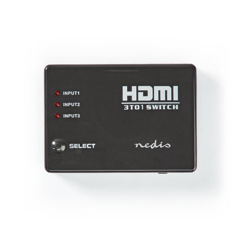 Nedis VSWI3453BK Hdmi-schakelaar 3 Poorten 3x Hdmi-ingang 1x Hdmi-uitgang 1080p Abs Antraciet Doos