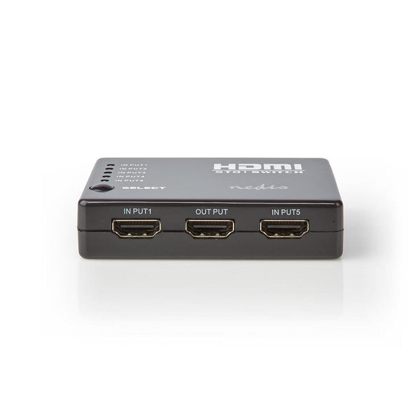 Nedis VSWI3455BK Hdmi-schakelaar 5 Poorten 5x Hdmi-ingang 1x Hdmi-uitgang 1080p Abs Antraciet Doos