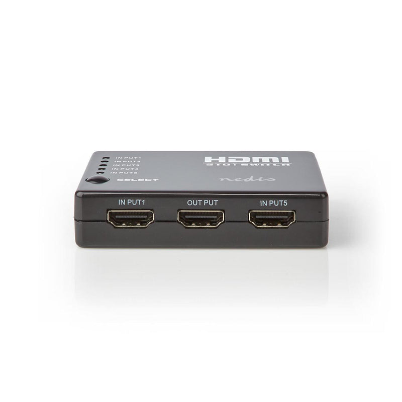 Nedis VSWI3455BK Hdmi-schakelaar 5 Poorten 5x Hdmi-ingang 1x Hdmi-uitgang 1080p Abs Antraciet Doos