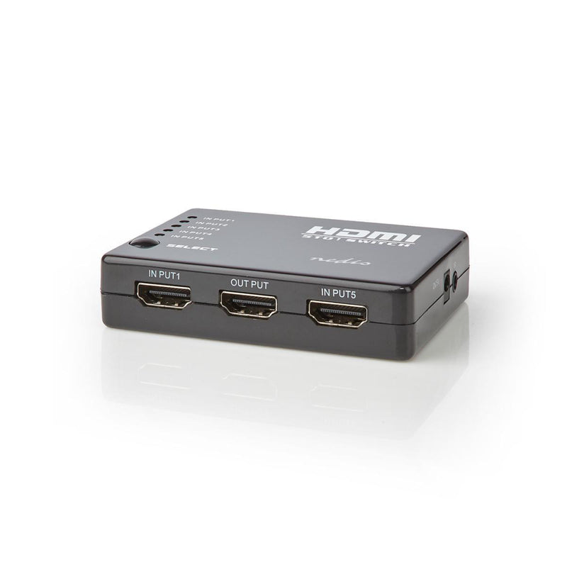 Nedis VSWI3455BK Hdmi-schakelaar 5 Poorten 5x Hdmi-ingang 1x Hdmi-uitgang 1080p Abs Antraciet Doos
