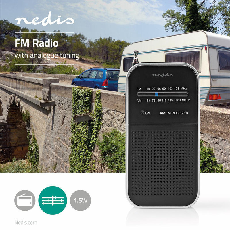 Nedis RDFM1110SI Fm/am-radio 1,5 W Zakformaat Zilver / Zwart