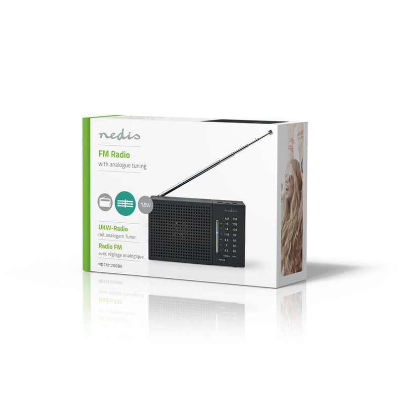 Nedis RDFM1200BK Fm/am-radio 1,5 W Zakformaat Zwart