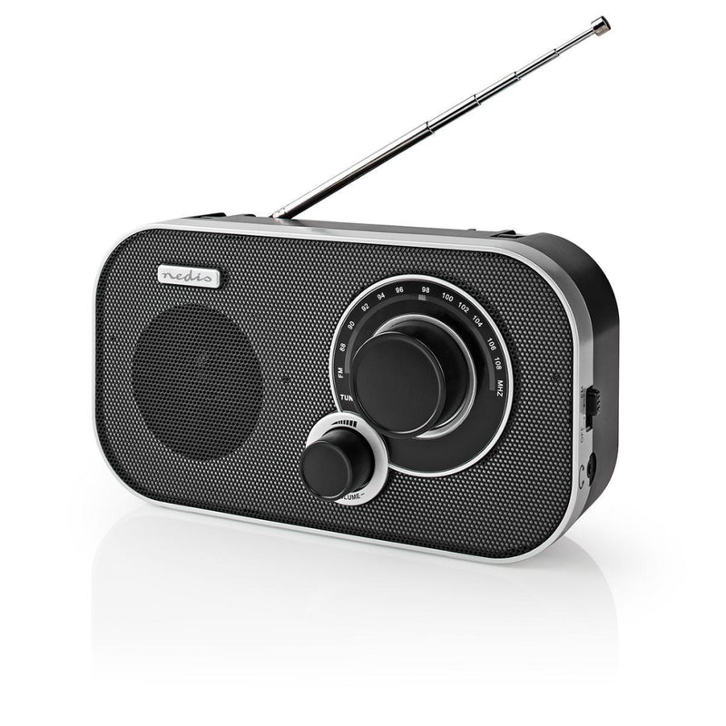 Nedis RDFM1320SI Fm-radio 1,5 W Draaggreep Zilver/zwart