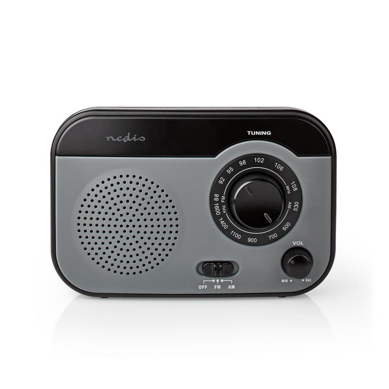 Nedis RDFM1340GY Fm/am-radio 1,8 W Draaggreep Grijs/zwart