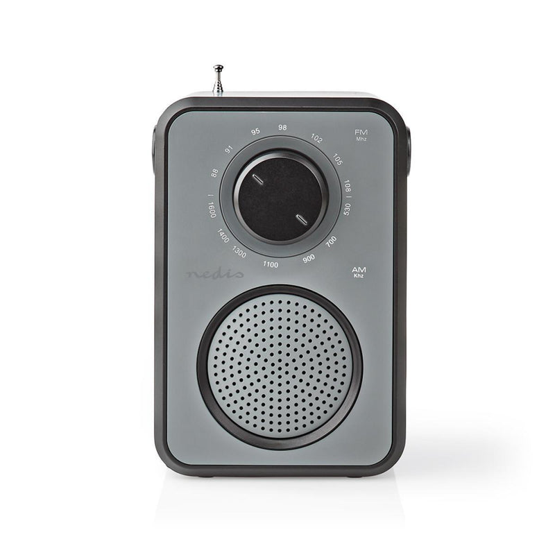 Nedis RDFM1400GY Fm/am-radio 1,8 W Draaggreep Grijs/zwart