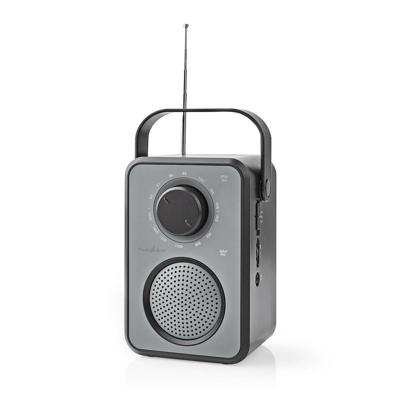 Nedis RDFM1400GY Fm/am-radio 1,8 W Draaggreep Grijs/zwart
