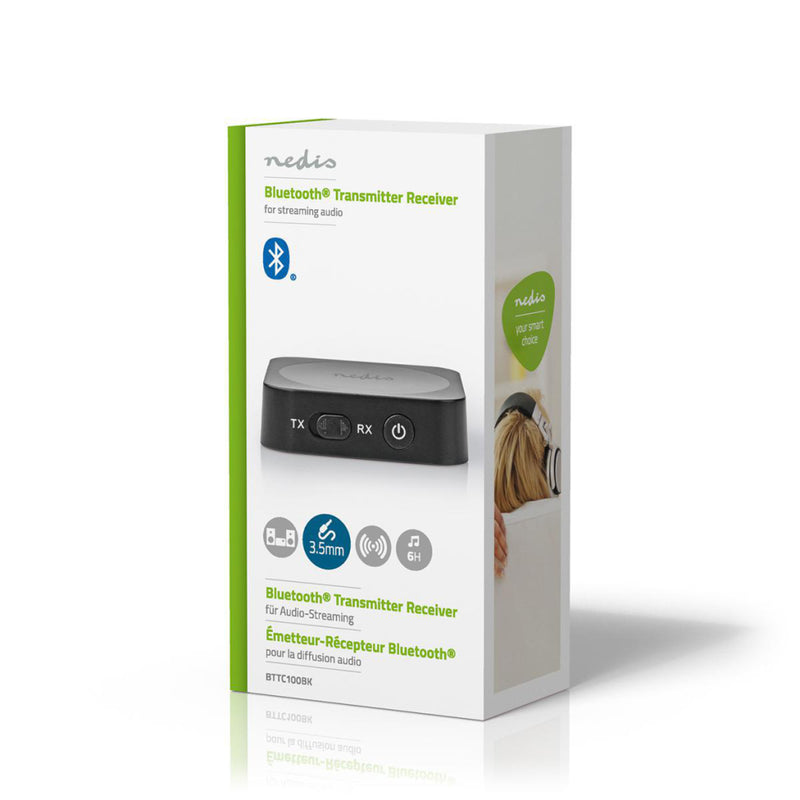 Nedis BTTC100BK Draadloze Audiozender/-ontvanger Bluetooth® 3,5 Mm Uitgang Zwart